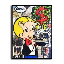 Rich little master holding a camera HD Canvas Print Home Decor Paintings Wall Art Pictures
