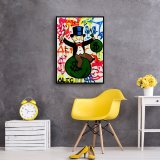 Rich man sitting on a purse HD Canvas Print Home Decor Paintings Wall Art Pictures