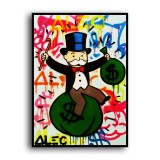 Rich man sitting on a purse HD Canvas Print Home Decor Paintings Wall Art Pictures