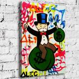 Rich man sitting on a purse HD Canvas Print Home Decor Paintings Wall Art Pictures