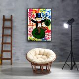 Rich man sitting on a purse HD Canvas Print Home Decor Paintings Wall Art Pictures