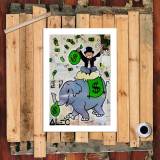 Rich man on elephant HD Canvas Print Home Decor Paintings Wall Art Pictures