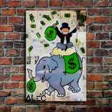 Rich man on elephant HD Canvas Print Home Decor Paintings Wall Art Pictures