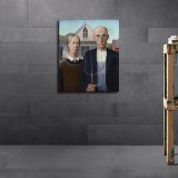 Grant Wood American Gothic HD Canvas Print Home Decor Paintings Wall Art Pictures