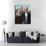 Grant Wood American Gothic HD Canvas Print Home Decor Paintings Wall Art Pictures