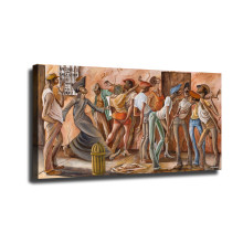 Ernie Barnes sidewalk Scene with Graduate HD Canvas Print Home Decor Paintings Wall Art Pictures
