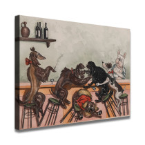 The dogs are drinking HD Canvas Print Home Decor Paintings Wall Art Pictures