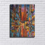 Abstract paintings of bustling streets HD Canvas Print Home Decor Paintings Wall Art Pictures