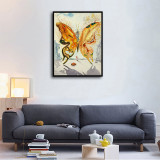 Butterflies, fish, women Art HD Canvas Print Home Decor Paintings Wall Art Pictures