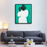 Black woman on a green background HD Canvas Print Home Decor Paintings Wall Art Pictures