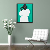 Black woman on a green background HD Canvas Print Home Decor Paintings Wall Art Pictures