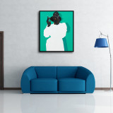 Black woman on a green background HD Canvas Print Home Decor Paintings Wall Art Pictures