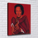 Woman with red background Art posters HD Canvas Print Home Decor Paintings Wall Art Pictures