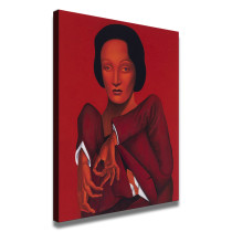 Woman with red background Art posters HD Canvas Print Home Decor Paintings Wall Art Pictures