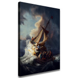 People in the wind and waves of the boat Art poster HD Canvas Print Home Decor Paintings Wall Art Pictures