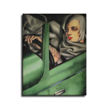 portrait woman in car after Lempicka painting oil painting on canvas signed / woman driving oil painting on canvas