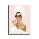 Audrey Hepburn Canvas Wall Art Poster, Fashion Audrey Hepburn Makeup Pretty Lips Wall Art For Home Living Room Bedroom Decor, No Frame