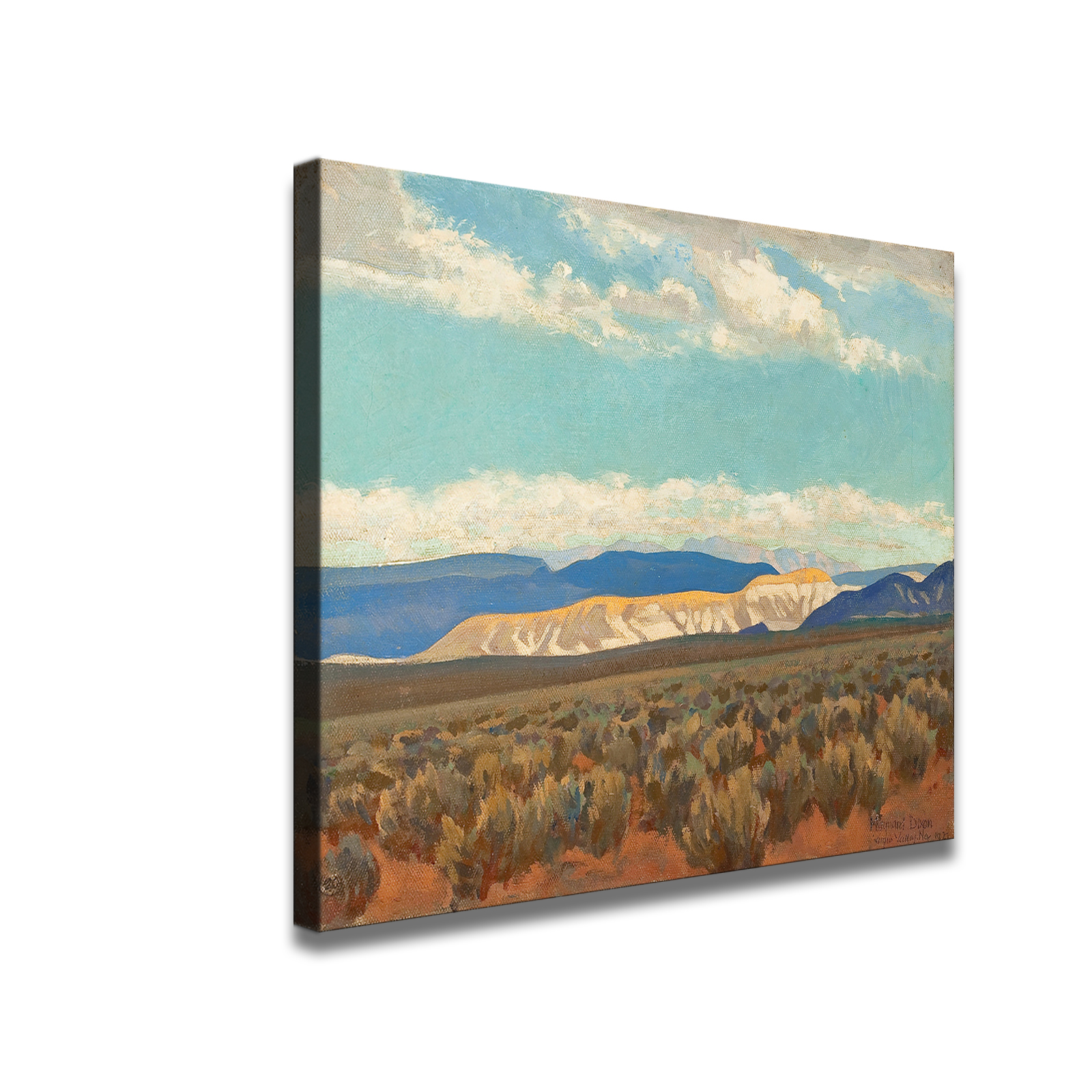 MAYNARD DIXON (American, 1875-1946). Calico Hills (Virgin Valley, Nevada; No.350) HD Canvas Print Home Decor Paintings Wall Art Pictures