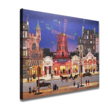 Michel Delacroix Paris : le Moulin Rouge - Lithograph poster 1981 Art HD Canvas Print Home Decor Paintings Wall Art Pictures