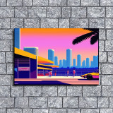 1980s miami, hiroshi nagai art style HD Canvas Print Home Decor Paintings Wall Art Pictures