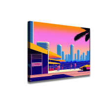 1980s miami, hiroshi nagai art style HD Canvas Print Home Decor Paintings Wall Art Pictures