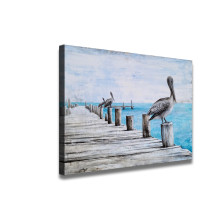 Coastal Canvas Wall Art with Textured - Large Bird Paintings on Sea Shore HD Canvas Print Home Decor Paintings Wall Art Pictures