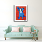 George Rodrigue inspired wall art. Blue Dog fine art. New HD Print On Canvas Ready to Hang. Large size Home Decor Wall Painting