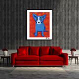 George Rodrigue inspired wall art. Blue Dog fine art. New HD Print On Canvas Ready to Hang. Large size Home Decor Wall Painting