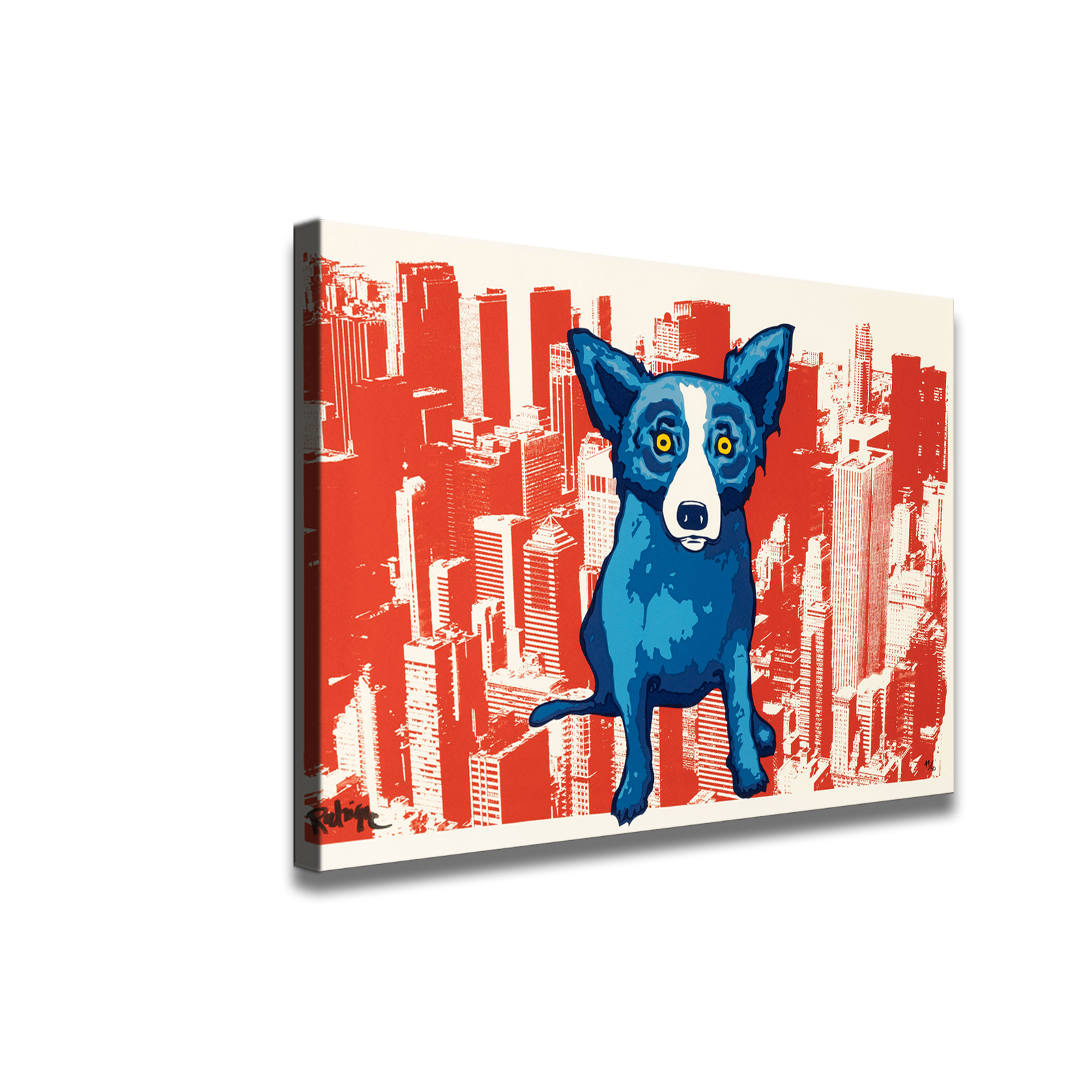 George Rodrigue inspired wall art. Blue Dog fine art. New HD Print On Canvas Ready to Hang. Large size Home Decor Wall Painting