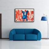 George Rodrigue inspired wall art. Blue Dog fine art. New HD Print On Canvas Ready to Hang. Large size Home Decor Wall Painting
