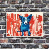 George Rodrigue inspired wall art. Blue Dog fine art. New HD Print On Canvas Ready to Hang. Large size Home Decor Wall Painting