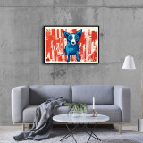George Rodrigue inspired wall art. Blue Dog fine art. New HD Print On Canvas Ready to Hang. Large size Home Decor Wall Painting