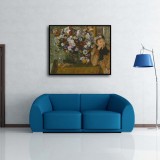 A Woman Seated beside a Vase of Flowers HD Canvas Print Home Decor Paintings Wall Art Pictures