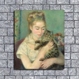 Woman with a Cat Art HD Canvas Print Home Decor Paintings Wall Art Pictures