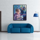 Young Woman Sewing Art HD Canvas Print Home Decor Paintings Wall Art Pictures