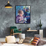 Young Woman Sewing Art HD Canvas Print Home Decor Paintings Wall Art Pictures