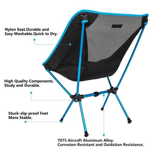 Sunyear Lightweight Compact Folding Camping Backpack Chairs, Portable, Breathable Comfortable, Perfect Hiking/Fishing/Camping