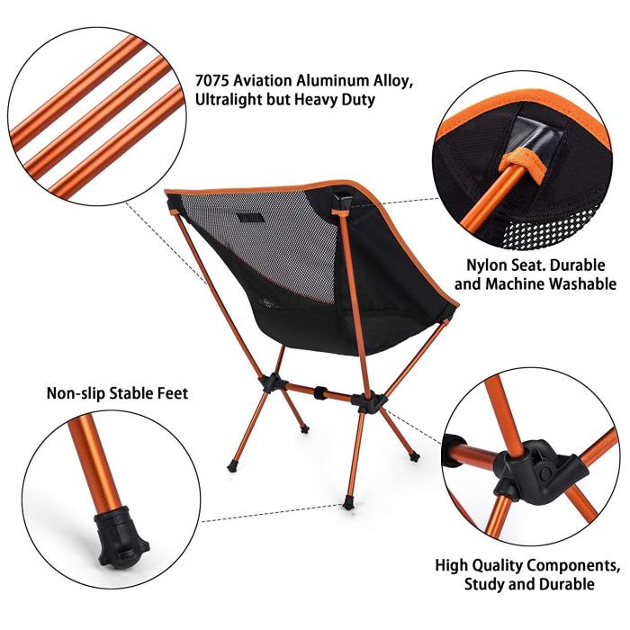 Sunyear Camping Chair Lightweight Portable Folding Backpacking Chairs,  Small Compact Collapsible Backpack Camp Chair for Outdoor, Hiking, Picnic