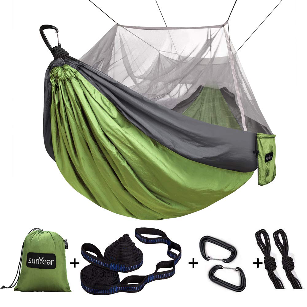 Sunyear Camping Hammock with Bug Net & Sunyear Hammock Rain Fly Tent Tarp  Provides Effective Protection Against Rain