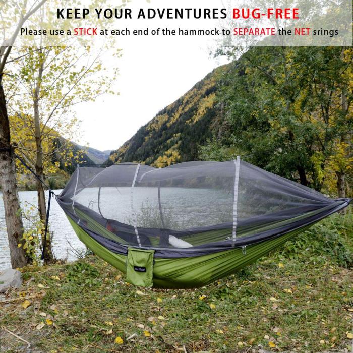 Sunyear Camping Hammock, Portable Double Hammock with Net, 2  Person Hammock Tent with 2 * 10ft Straps, Best for Outdoor Hiking Survival  Travel : Sports & Outdoors