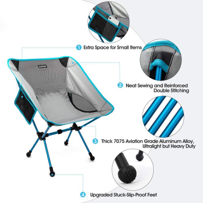 Sunyear Lightweight Compact Folding Camping Backpack Chairs, Portable, Breathable Comfortable, Perfect for Outdoor,Camp,Hiking,Picnic