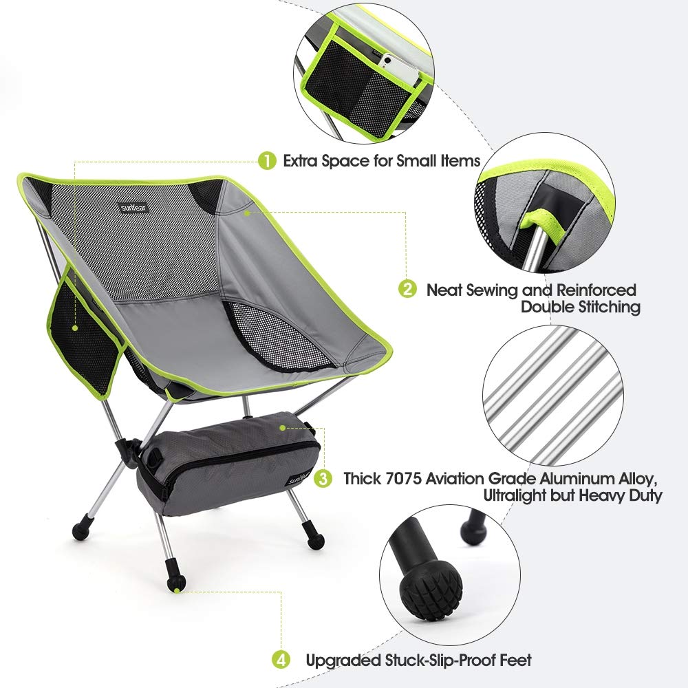 Sunyear Lightweight and Foldable Camp Chair, Portable, Breathable and  Comfortable, Perfect for Hiking/Fishing/The Park/Sport