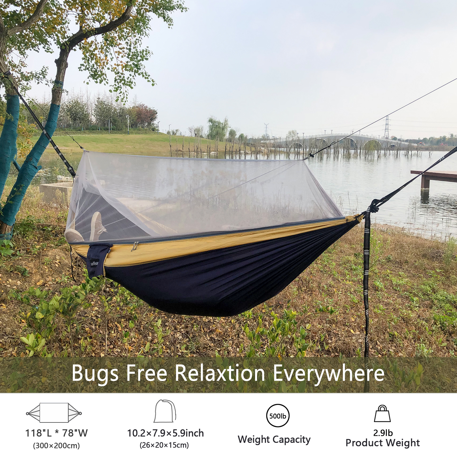 US$ 29.99 - Sunyear Hammock Camping with Net/Netting Mosquito & 2