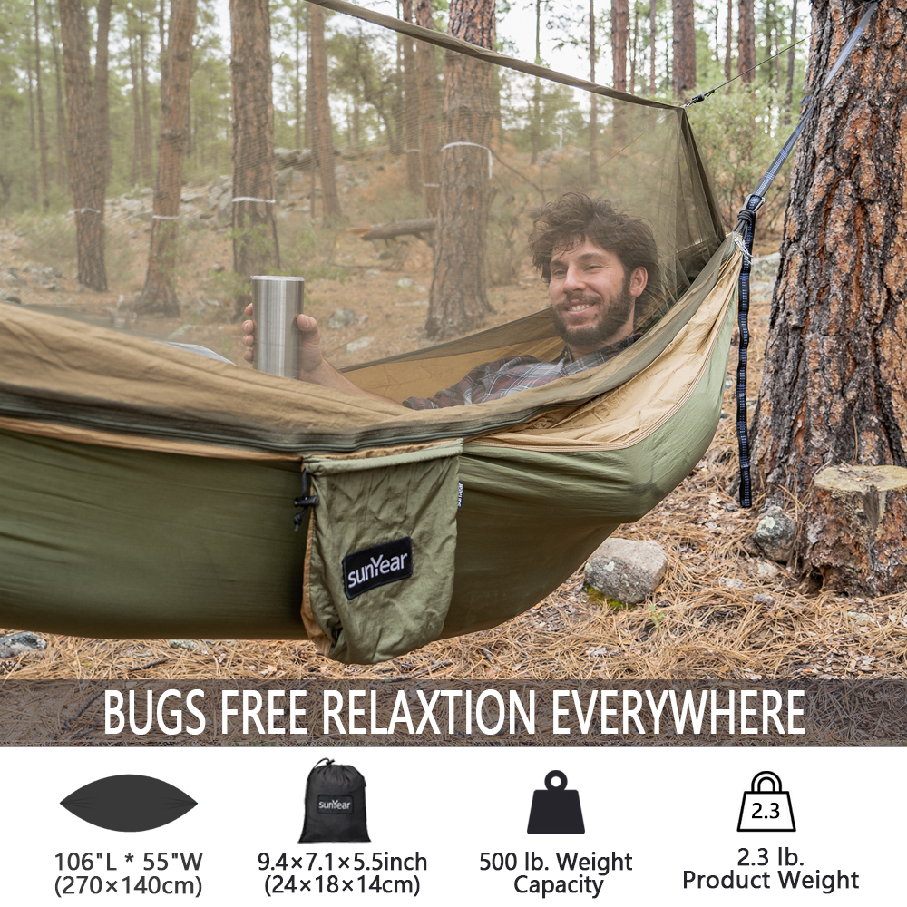 US$ 79.99 - Sunyear Camping Hammock with Rain Fly and Net