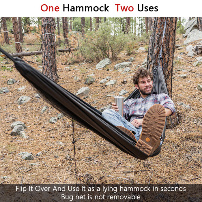 Sunyear Hammock Camping with Net/Netting Mosquito & 2 Tree Straps (16+1 Loops Each,20Ft Total), Portable Nylon Parachute Hammocks for Outdoor Indoor Backpacking Survival & Travel ( 78 inch x 118 inch ）