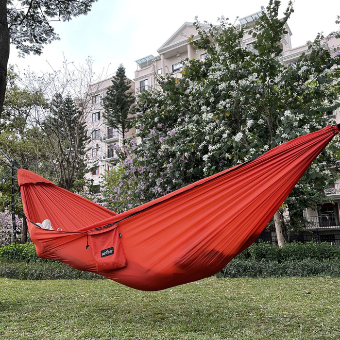 Sunyear Camping Hammock with Removable No See-Um Mosquito Net, Double & Single Portable Outdoor Hammocks Parachute Lightweight Nylon with Tree Straps for Adventures Hiking Backpacking ( 9.5feet × 5 feet )
