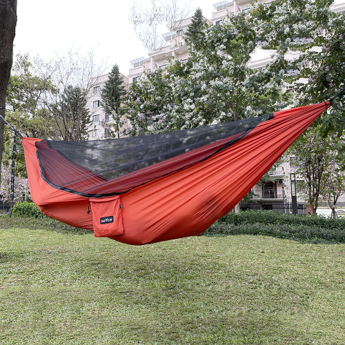 Sunyear Camping Hammock with Removable No See-Um Mosquito Net, Double & Single Portable Outdoor Hammocks Parachute Lightweight Nylon with Tree Straps for Adventures Hiking Backpacking ( 9.5feet × 5 feet )