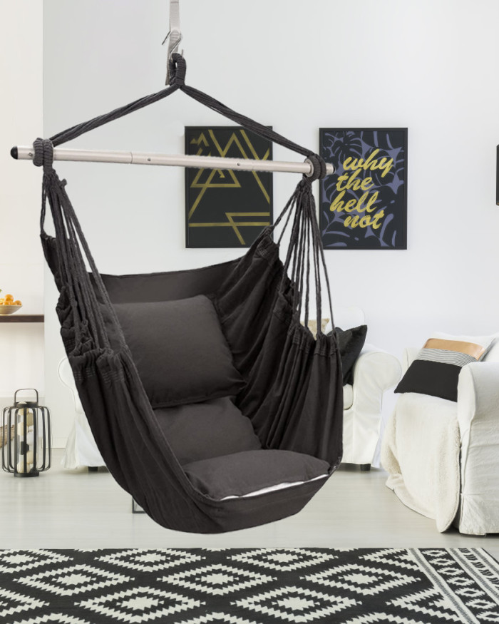 Hammock Chair Hanging Swing Chair with 3 Cushions Unique Design Super Comfort,for Patio,Bedroom,Backyard,Indoor&Outdoor,Support 500lbs