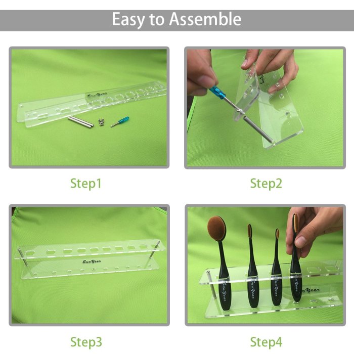 Clear Acrylic 10 Hole Drying Rack Storage Display Bracket Shelf Holder Specifically Design for Toothbrush and Oval Makeup Brush Set