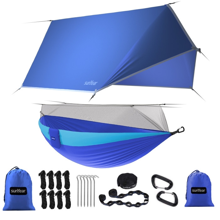 US 79.99 Sunyear Camping Hammock with Rain Fly and Net Outdoor